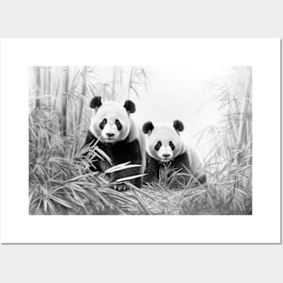 Panda Animal Discovery Wild Nature Ink Sketch Style Posters and Art